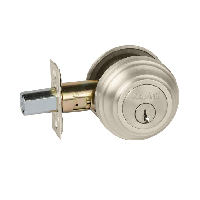 A717 SN BP | Forged Brass Deadbolt Round Single Cylinder Box Pack Satin Nickel A717SNBP | N2lok