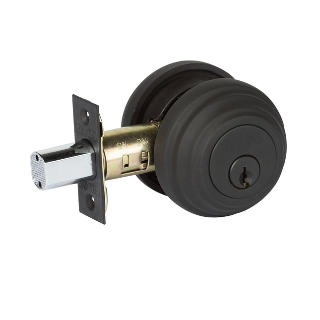 A727 MB BP | Forged Brass Deadbolt Round Double Cylinder Box Pack Matt Black A727MBBP | N2lok