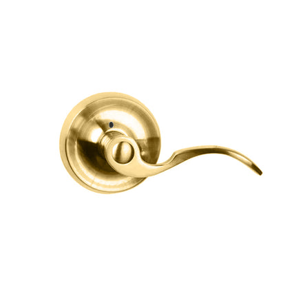 A755 FL/PI SB BP | Flutto Door Lever Handle Privacy Round Box Pack Satin Brass A745 SP/PI SB BP | N2lok