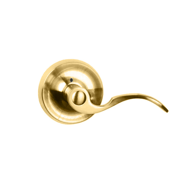 A755 FL/PI SB BP | Flutto Door Lever Handle Privacy Round Box Pack Satin Brass A745 SP/PI SB BP | N2lok