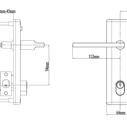 V2 9265 DE GM BP | Infinity Door Lever Handle Multifunction Entry Set Gun Metal Box Pack V2/9265/DE/GMBP | N2lok