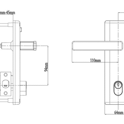 V2 9265 VI GM BP | Infinity Vitus Door Lever Handle Multifunction Entry Set Gun Metal Box Pack V2/9265/VI/GMBP | N2lok