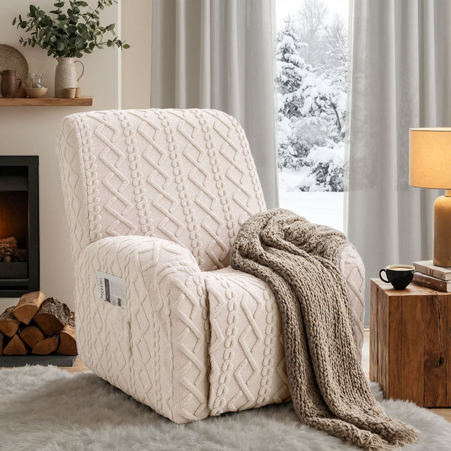 Artiss Recliner Chair Covers with Storage Side Pockets Beige RCOVER-COT-1S-BG