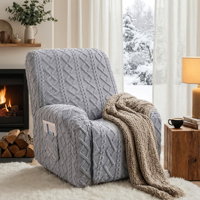 Artiss Recliner Chair Covers with Storage Side Pockets Grey RCOVER-COT-1S-GY