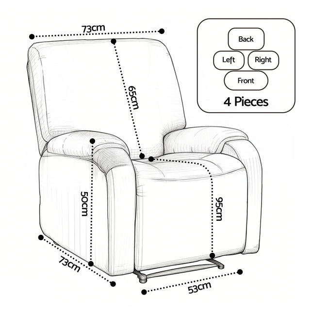 Artiss Stretch Kids Recliner Cover 4-Pieces Recliner Chair Slipcovers Printed Polyester – product detail
