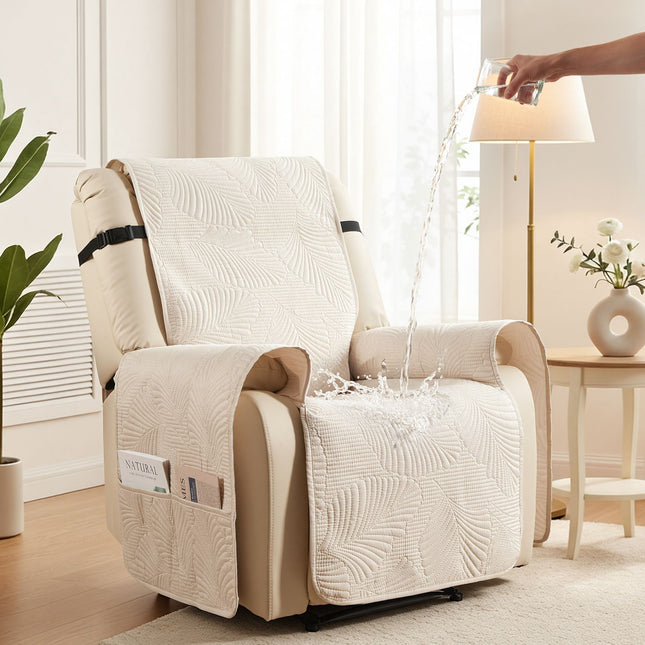 Artiss Quilted Recliner Chair Covers 100 Percent Waterproof Recliner Slipcovers RCOVER-PAD-FLOW-1S-BG