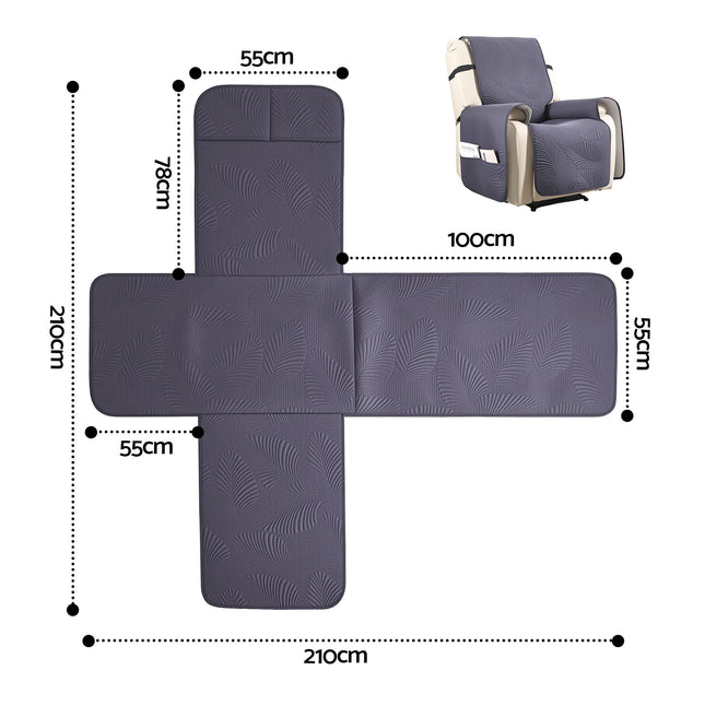 Artiss Quilted Recliner Chair Covers 100 Percent Waterproof Recliner Slipcovers Grey – product detail