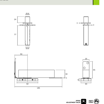 JNF Double Action Hydraulic Pivot Set Satin Stainless Steel IN.05.203.HO