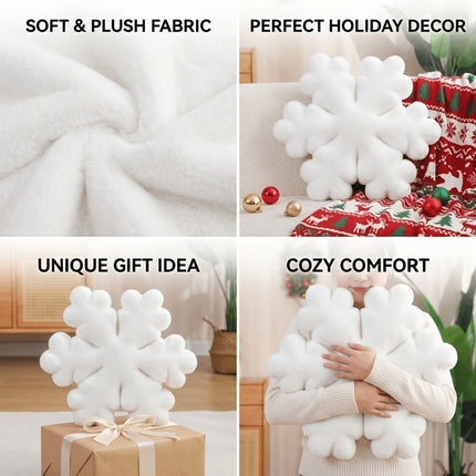 snowflake pillow, plush throw pillow, winter decor, Christmas cushion, sofa accent pillow, bedroom decoration, cozy throw pillow, snowflake shaped cushion, Australia winter home decor - White - Size 40CM