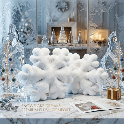 snowflake pillow, plush throw pillow, winter decor, Christmas cushion, sofa accent pillow, bedroom decoration, cozy throw pillow, snowflake shaped cushion, Australia winter home decor - White - Size 50CM