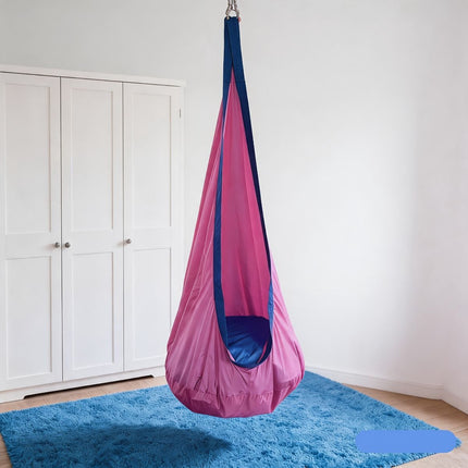 hanging hammock chair, indoor hammock chair, outdoor hammock chair, inflatable pillow, pocket, relaxation, playtime, Christmas gift, Halloween gift, lounge chair - Blue - Size 160-70cm