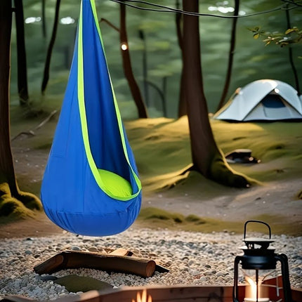 hanging hammock chair, indoor hammock chair, outdoor hammock chair, inflatable pillow, pocket, relaxation, playtime, Christmas gift, Halloween gift, lounge chair - Green - Size 160-70cm