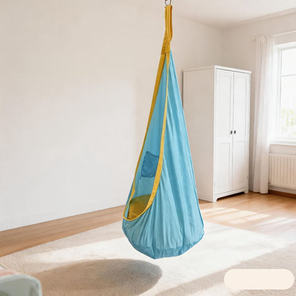hanging hammock chair, indoor hammock chair, outdoor hammock chair, inflatable pillow, pocket, relaxation, playtime, Christmas gift, Halloween gift, lounge chair - Green - Size 160-70cm
