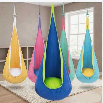 hanging hammock chair, indoor hammock chair, outdoor hammock chair, inflatable pillow, pocket, relaxation, playtime, Christmas gift, Halloween gift, lounge chair - Pink - Size 160-70cm