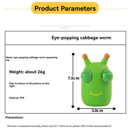 staring small vegetable worm, stress relief toy, novelty gift, popular toy, relaxation toy, anxiety toy, fidget toy, cute stress ball, googly eyes toy - Green - Size 2pcs