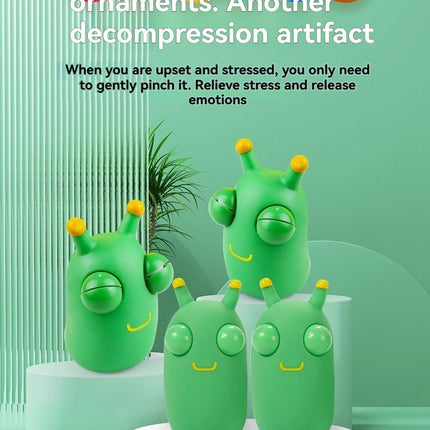 staring small vegetable worm, stress relief toy, novelty gift, popular toy, relaxation toy, anxiety toy, fidget toy, cute stress ball, googly eyes toy - Green - Size 2pcs