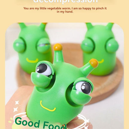 staring small vegetable worm, stress relief toy, novelty gift, popular toy, relaxation toy, anxiety toy, fidget toy, cute stress ball, googly eyes toy - Green - Size 2pcs