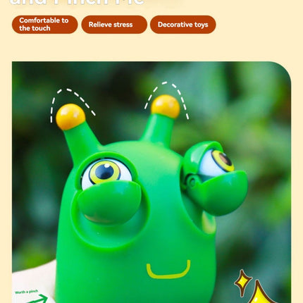 staring small vegetable worm, stress relief toy, novelty gift, popular toy, relaxation toy, anxiety toy, fidget toy, cute stress ball, googly eyes toy - Green - Size 2pcs