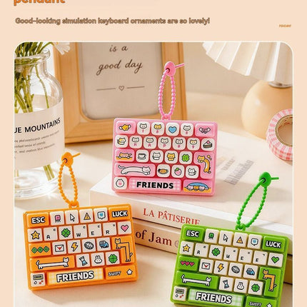 26-key keyboard keychain, bag charm, stress reliever toy, cute gift, pixel keychain, novelty gift, Australia, fun accessory, quirky keyring, retro gaming charm - Green - Size 26 pendants