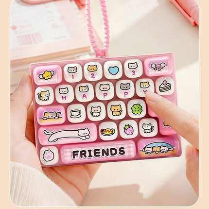 26-key keyboard keychain, bag charm, stress reliever toy, cute gift, pixel keychain, novelty gift, Australia, fun accessory, quirky keyring, retro gaming charm - Pink - Size 26 pendants