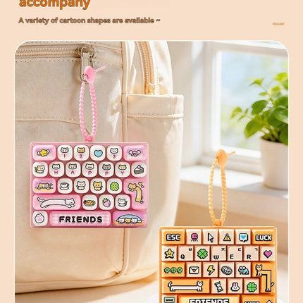 26-key keyboard keychain, bag charm, stress reliever toy, cute gift, pixel keychain, novelty gift, Australia, fun accessory, quirky keyring, retro gaming charm - Pink - Size 26 pendants