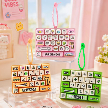26-key keyboard keychain, bag charm, stress reliever toy, cute gift, pixel keychain, novelty gift, Australia, fun accessory, quirky keyring, retro gaming charm - Pink - Size 26 pendants
