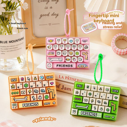 26-key keyboard keychain, bag charm, stress reliever toy, cute gift, pixel keychain, novelty gift, Australia, fun accessory, quirky keyring, retro gaming charm - Pink - Size 26 pendants