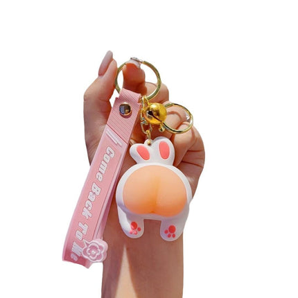 rabbit keychain, squeeze stress reliever, couple keychain, cute keychain, stress relief gift, pink keychain, keychain with bell, Australian market, anxiety relief, keychain gift - 2PCS - Size Rabbit