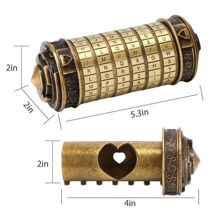 Da Vinci Code, Lock Cylinder, Puzzle, Gift, Valentine's Day Gift, Christmas Gift, Birthday Gift, Australian Puzzle, Brain Teaser, Code Breaking - Black - Size L