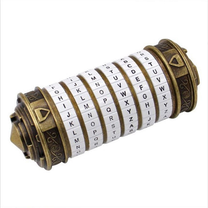 Da Vinci Code, Lock Cylinder, Puzzle, Gift, Valentine's Day Gift, Christmas Gift, Birthday Gift, Australian Puzzle, Brain Teaser, Code Breaking - Gold - Size L