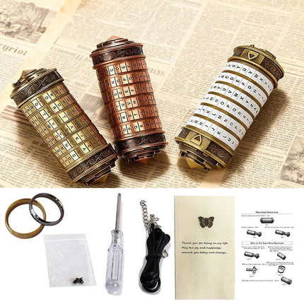 Da Vinci Code, Lock Cylinder, Puzzle, Gift, Valentine's Day Gift, Christmas Gift, Birthday Gift, Australian Puzzle, Brain Teaser, Code Breaking - Gold - Size L