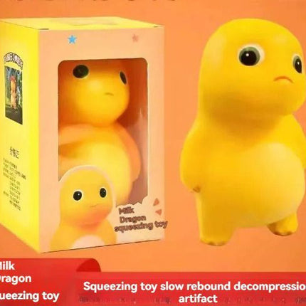 milk dragon, slow rebound toy, stress reliever, novelty gift, cute toy, squeeze toy, fidget toy, Australian market, anxiety relief, desk toy - Yellow - Size tilt one's head