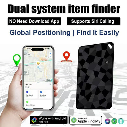 Apple Card anti-loss device, Bluetooth tracker, Find My compatible, Siri enabled tracker, no app required tracking, global GPS tracker, iOS Android universal tracker, wallet finder, key finder, Australia tracker - Black - Size Dual-system