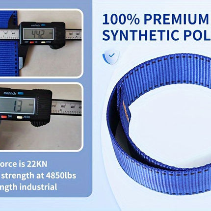 full-body safety harness, roof safety harness, shock-absorbing rope, EVA waist padding, polyester material, ANSI tested, fall protection, OSHA compliant, construction safety harness, elevated work safety - Blue - Size 2M