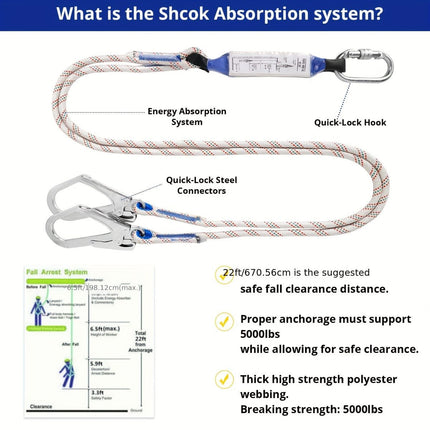 full-body safety harness, roof safety harness, shock-absorbing rope, EVA waist padding, polyester material, ANSI tested, fall protection, OSHA compliant, construction safety harness, elevated work safety - Blue - Size 3M