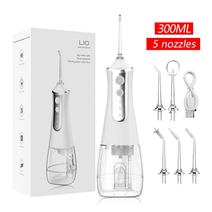 portable electric water flosser, USB charged oral irrigator, oral care Australia, dental hygiene, travel water flosser, adjustable pressure, water flosser with multiple nozzles, gum health, teeth cleaning, personal oral care - Pink - Size set