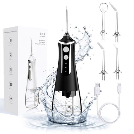 portable electric water flosser, USB charged oral irrigator, oral care Australia, dental hygiene, travel water flosser, adjustable pressure, water flosser with multiple nozzles, gum health, teeth cleaning, personal oral care - White - Size set