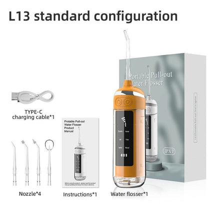 Portable Water Flosser Electric Water Flosser USB Rechargeable Flosser Oral - Black - Size set