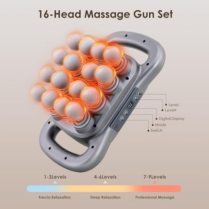 16-Head Massage Gun, Deep-Tissue Massager