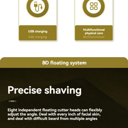 8 blade head shaver, bald head trimmer, hair trimmer for men, grooming tool, USB rechargeable shaver, head shaver Australia, bald head grooming kit - Silver - Size SET