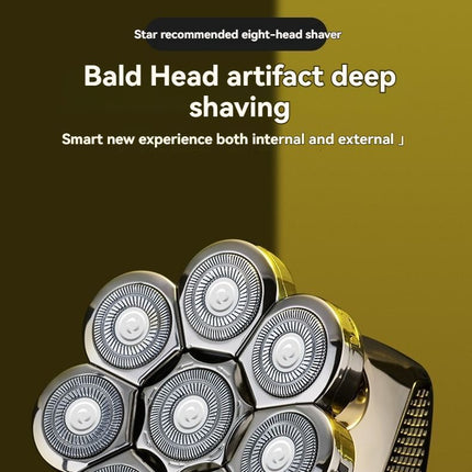 8 blade head shaver, bald head trimmer, hair trimmer for men, grooming tool, USB rechargeable shaver, head shaver Australia, bald head grooming kit - Silver - Size SET