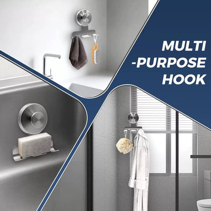 stainless steel suction cup razor holder, shower wall hook, no drill bathroom organizer, traceless shower storage, reusable wall-mounted razor caddy, Australian bathroom accessory, rust resistant shower hooks - Silver - Size 3PCS