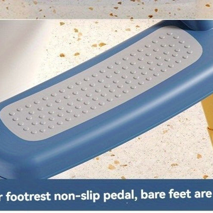 children's toilet trainer, toilet assistance ladder, portable toilet seat, PVC cushion, foldable design, anti-slip, splash-proof, potty training seat, toddler toilet ladder, kids bathroom accessory - Blue - Size PVC