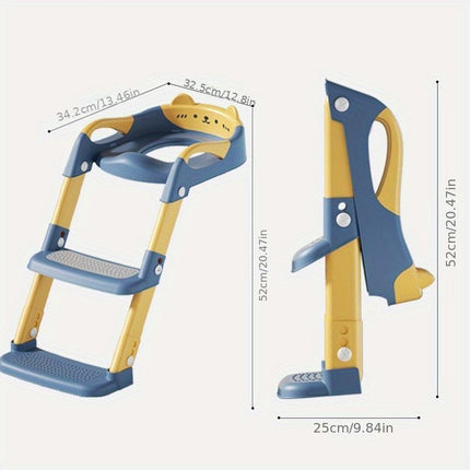 children's toilet trainer, toilet assistance ladder, portable toilet seat, PVC cushion, foldable design, anti-slip, splash-proof, potty training seat, toddler toilet ladder, kids bathroom accessory - Gray - Size PVC