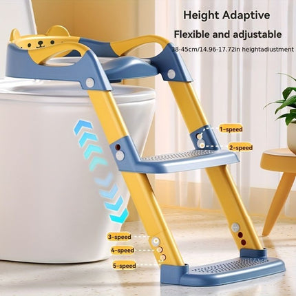 children's toilet trainer, toilet assistance ladder, portable toilet seat, PVC cushion, foldable design, anti-slip, splash-proof, potty training seat, toddler toilet ladder, kids bathroom accessory - Gray - Size PVC