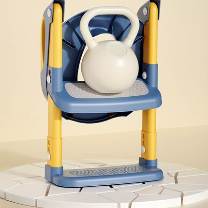 children's toilet trainer, toilet assistance ladder, portable toilet seat, PVC cushion, foldable design, anti-slip, splash-proof, potty training seat, toddler toilet ladder, kids bathroom accessory - Gray - Size PVC