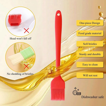 silicone oil brush, grilling brush, baking brush, high heat resistant brush, 21cm brush, baking cloth brush, kitchen tools, bbq accessories, non-stick brush, oil spreading brush - Purple - Size 4PCS
