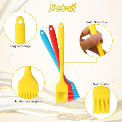 silicone oil brush, grilling brush, baking brush, high heat resistant brush, 21cm brush, baking cloth brush, kitchen tools, bbq accessories, non-stick brush, oil spreading brush - Red - Size 2PCS