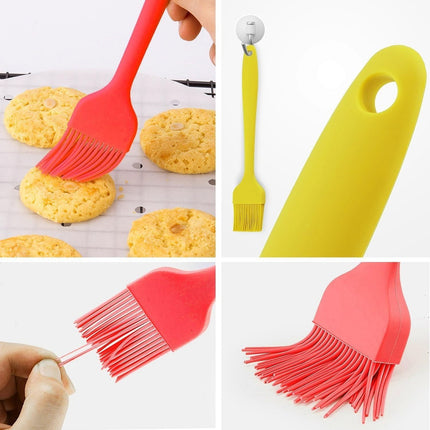 silicone oil brush, grilling brush, baking brush, high heat resistant brush, 21cm brush, baking cloth brush, kitchen tools, bbq accessories, non-stick brush, oil spreading brush - Yellow - Size 6PCS