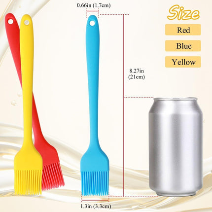 silicone oil brush, grilling brush, baking brush, high heat resistant brush, 21cm brush, baking cloth brush, kitchen tools, bbq accessories, non-stick brush, oil spreading brush - Yellow - Size 6PCS